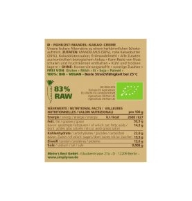 Crema crudivegana Almendra y Cacao Bio, Simply Raw (170g)  de Simply Raw