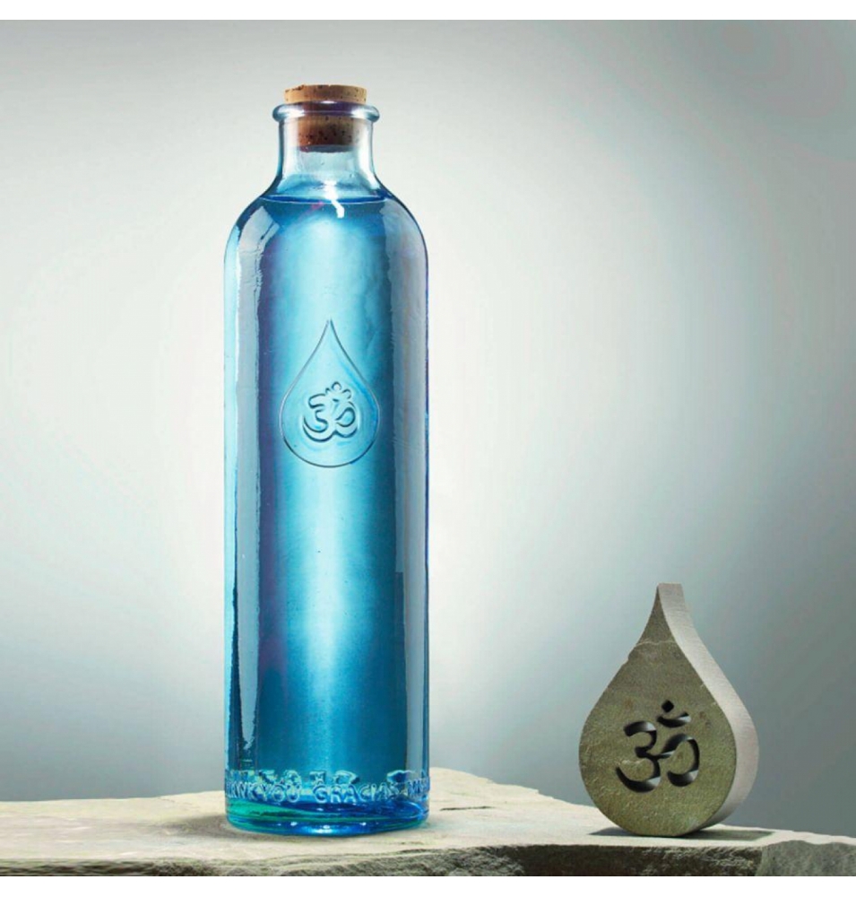 Botella de vidrio azul reciclado, Om Water Gratitude (1.2l)  de Omwater Gratitude