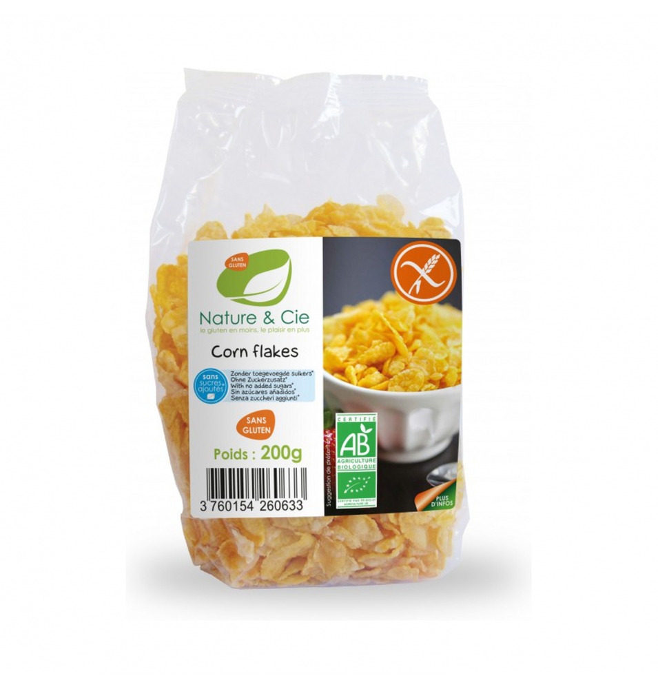 Copos de maíz tostado sin gluten y sin azúcar Bio, Nature & Cie (200g)  de Nature & Cie
