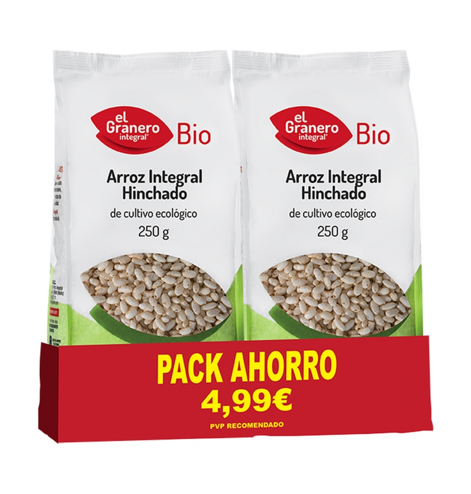 Pack ahorro de Arroz integral hinchado Bio, El Granero (2x250g)  de El Granero Integral