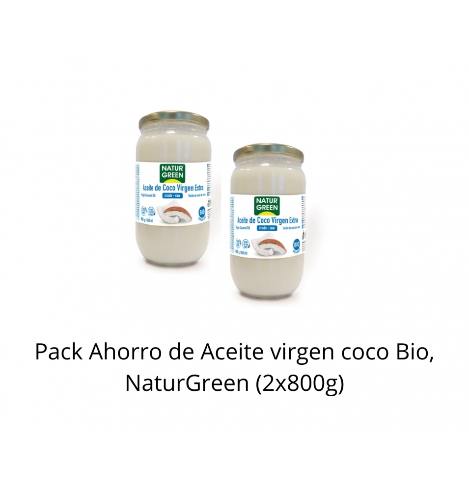 Pack Ahorro de Aceite virgen coco Bio, NaturGreen (2x800g)  de NaturGreen