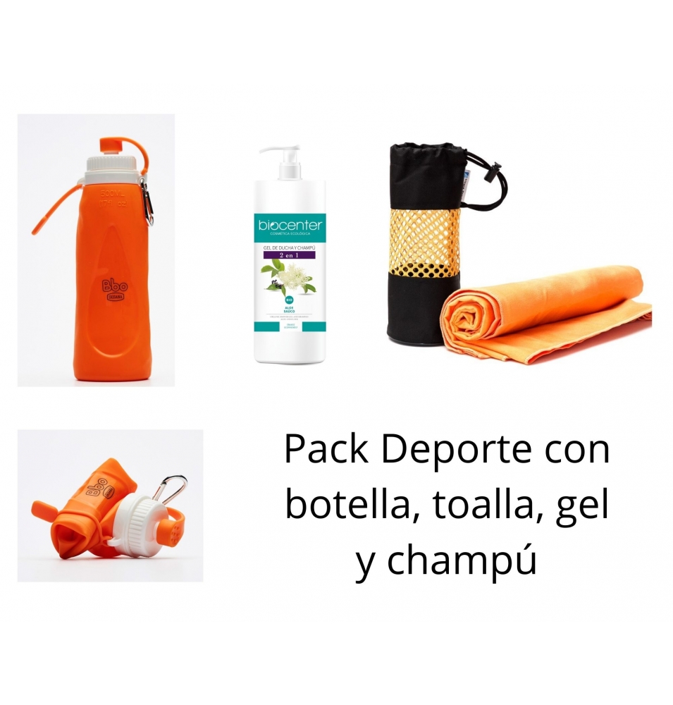 Pack Deporte con botella, toalla, gel y champú  de IRISANA S.A