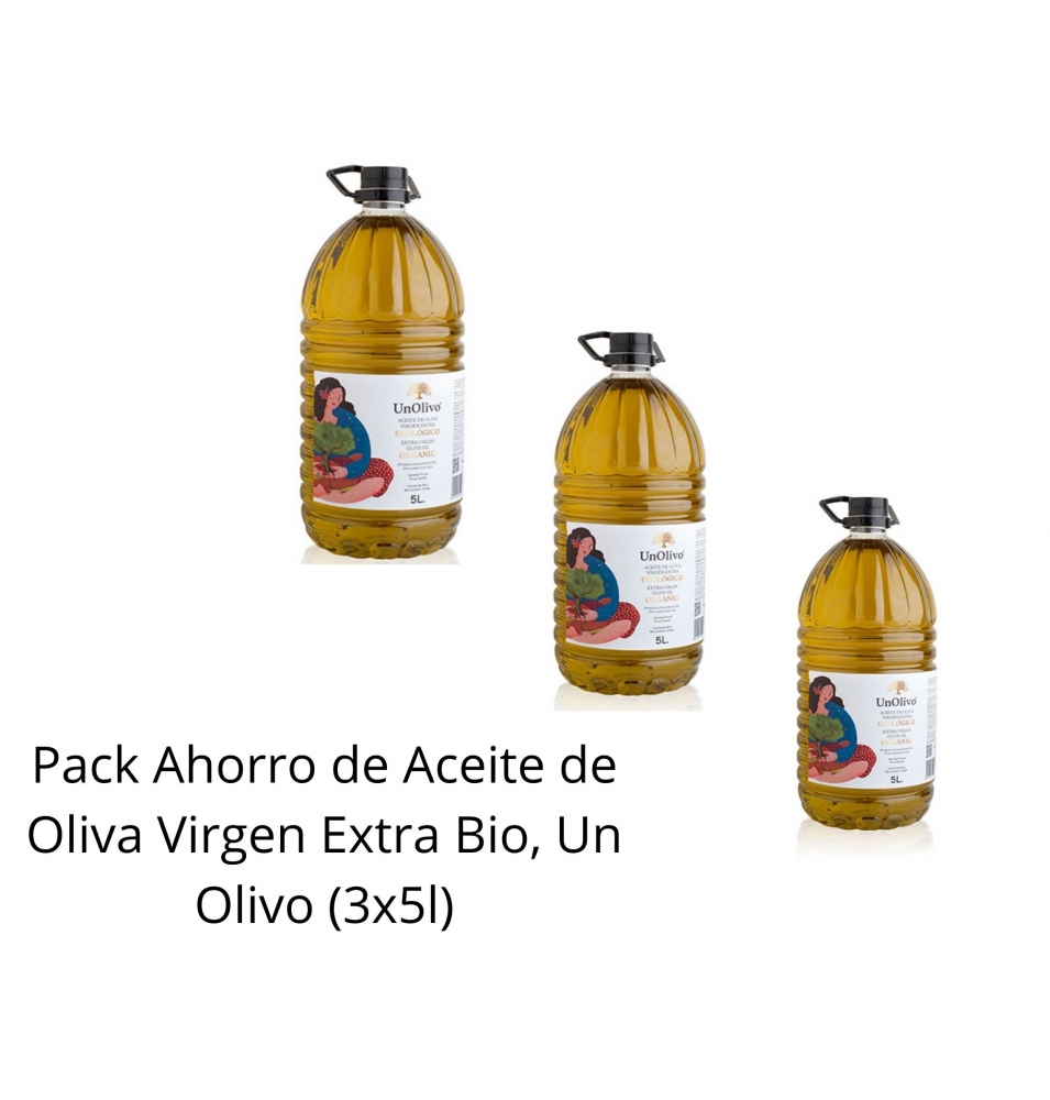 Pack Ahorro de Aceite de Oliva Virgen Extra Bio, Un Olivo (3x5l)  de UNOLIVO