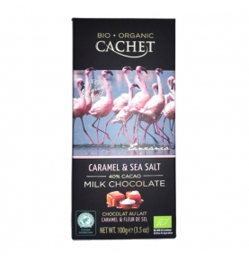 Tableta de chocolate con leche, caramelo y sal marina bio, Cachet (100g)  de CACHET