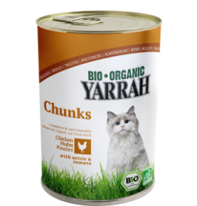 Trocitos de pollo en lata bio para gatos, Yarrah (400g)  de Yarrah