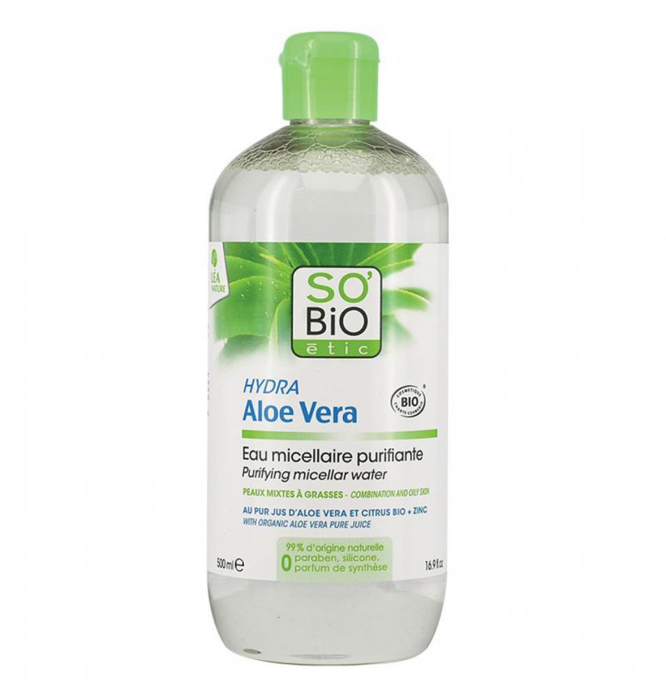 Agua micelar purificante aloe vera y lima bio, So Bio Etic (500ml)  de So’bio étic