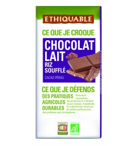 Chocolate con Leche y Arroz Inflado BIO, Ethiquable (100g)  de Ideas