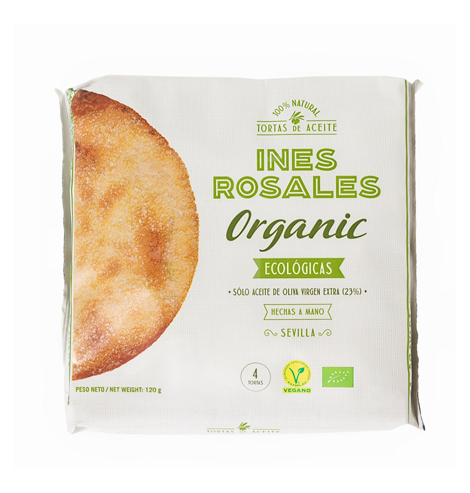 Tortas de aceite con azúcar de caña veganas bio, Inés Rosales (120g)  de Inés Rosales