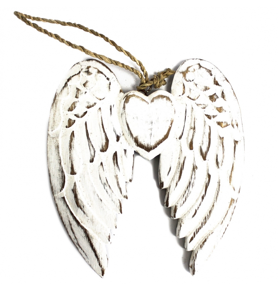 Doble alas de ángel y corazón hecho a mano (15cm)  de