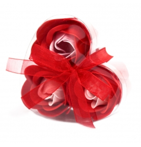 Pack de 3 flores de Jabón caja corazón, Rosas Rojas  de ANCIENT WISDOM