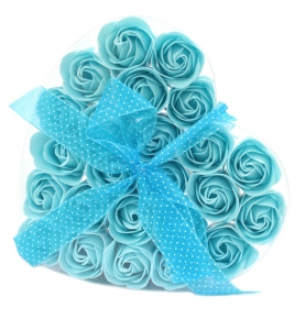 Pack de 24 flores de Jabón caja corazón, Rosas Azul  de ANCIENT WISDOM