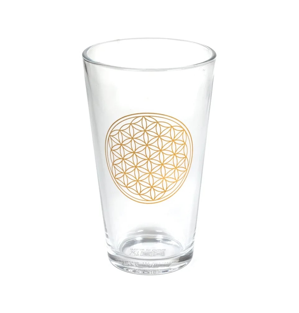 Vaso de cristal Flor de la Vida simple (480ml)  de