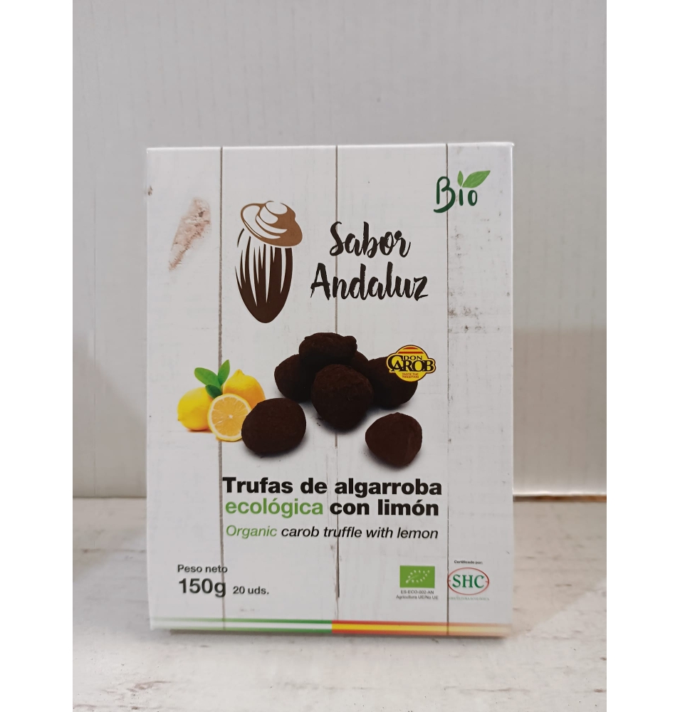 Trufas de Algarroba con limón sin azúcar bio, Sabor Andaluz (150g)  de Chocolates La Virgitana - Sabor Andaluz