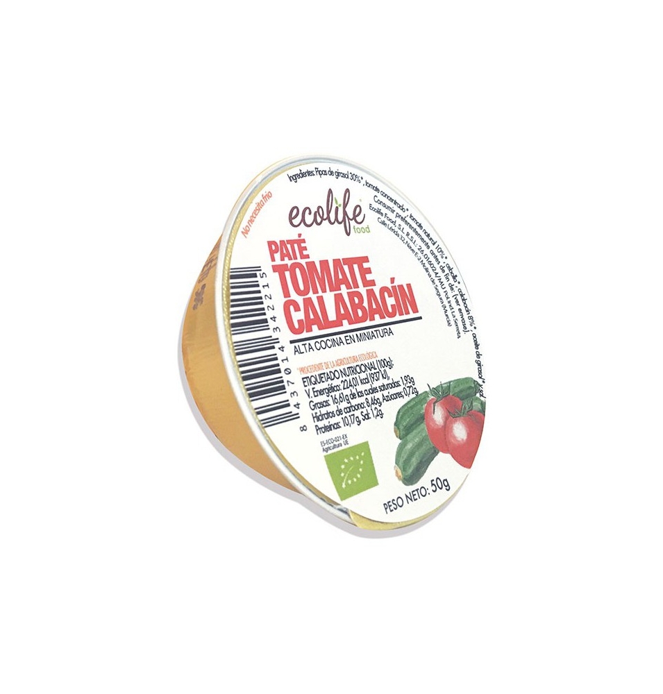 Paté de Tomate y Calabacin Bio, Ecolife (45g)  de