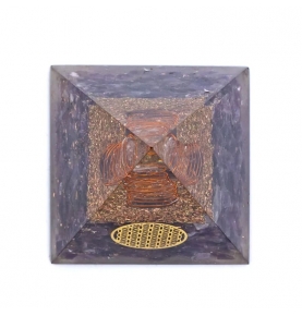 Pirámide de orgonita Amatista Flor de la vida (5x5x8cm)  de