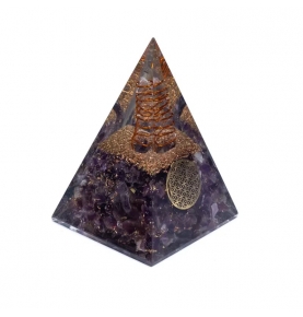Pirámide de orgonita Amatista Flor de la vida (5x5x8cm)  de