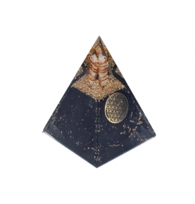 Pirámide de orgonita Turmalina Flor de la vida (5x5x8cm)  de