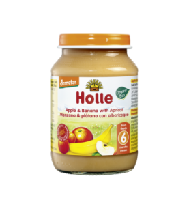 Potito manzana, plátano, albaricoque bio, Holle (190 g)  de Holle