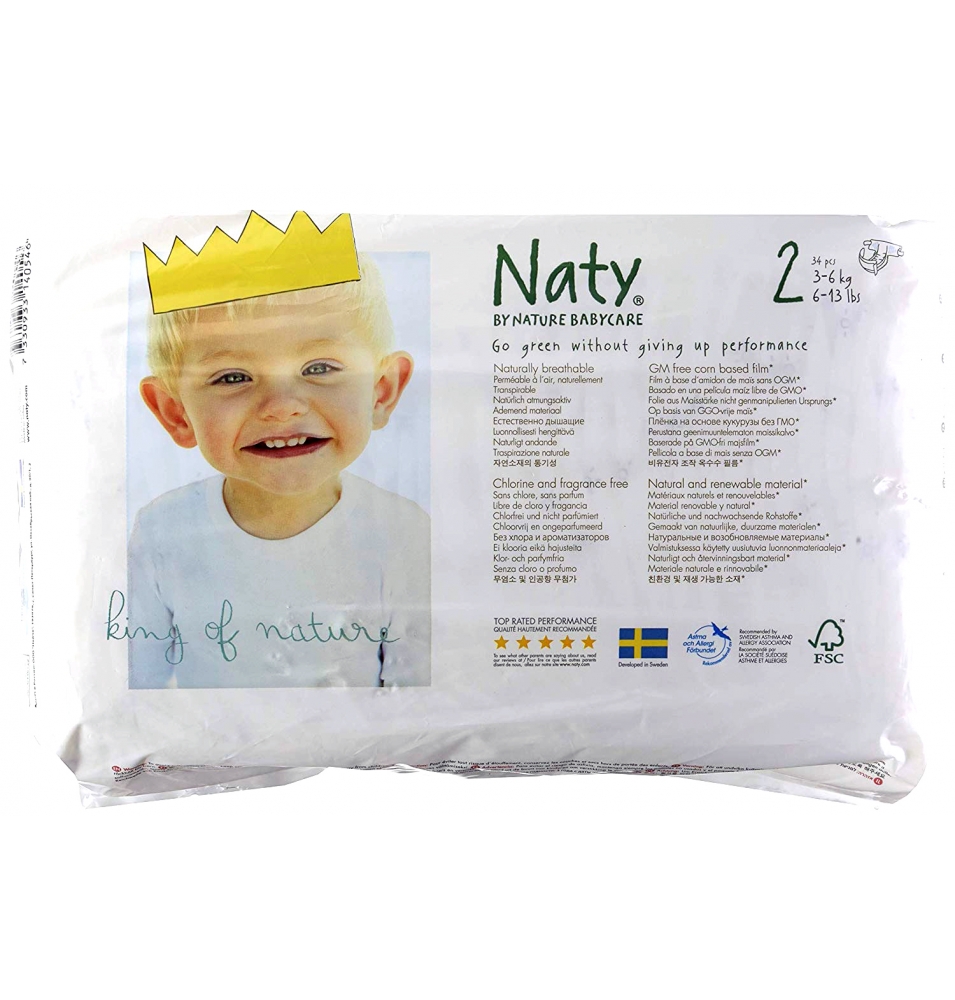 Pañales ECO Naty by Nature Babycare - nº2 (3-6 Kg) 34u  de Naty